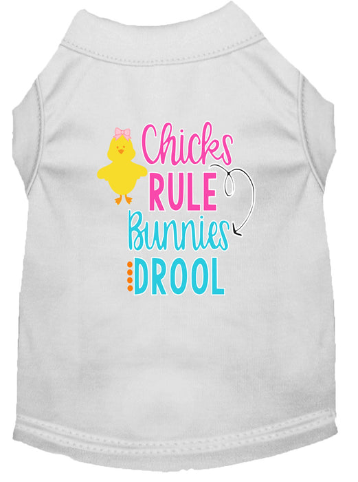 Chicks Rule Screen Print Dog Shirt White Sm (10)