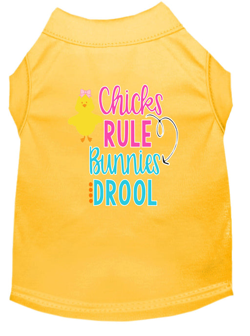 Chicks Rule Screen Print Dog Shirt Yellow Med (12)