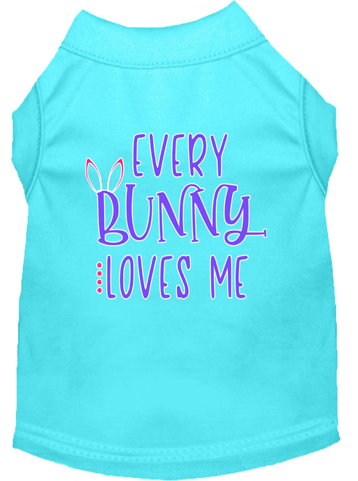 Every Bunny Loves me Screen Print Dog Shirt Aqua XS (8)