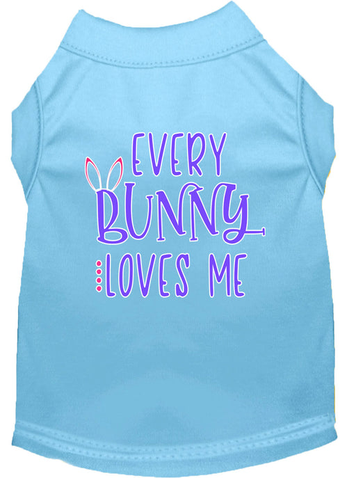 Every Bunny Loves me Screen Print Dog Shirt Baby Blue XS (8)