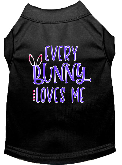 Every Bunny Loves me Screen Print Dog Shirt Black XS (8)