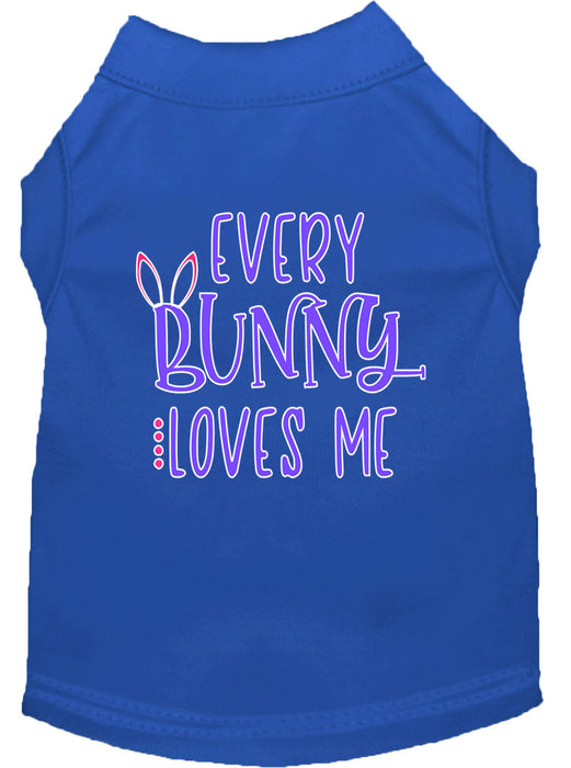 Every Bunny Loves me Screen Print Dog Shirt Blue XS (8)