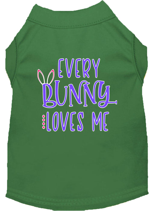 Every Bunny Loves me Screen Print Dog Shirt Green XS (8)