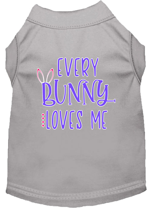 Every Bunny Loves me Screen Print Dog Shirt Grey XS (8)