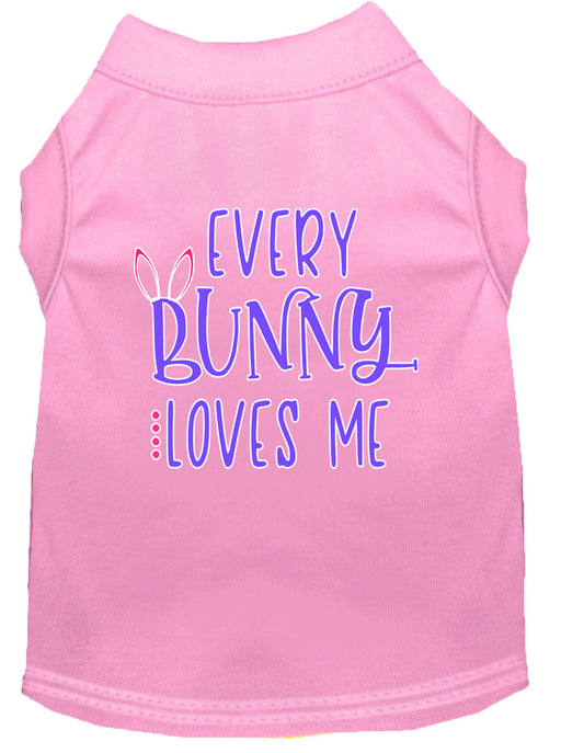 Every Bunny Loves me Screen Print Dog Shirt Light Pink XS (8)