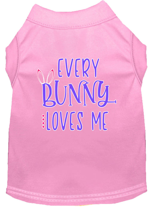 Every Bunny Loves me Screen Print Dog Shirt Light Pink XS (8)