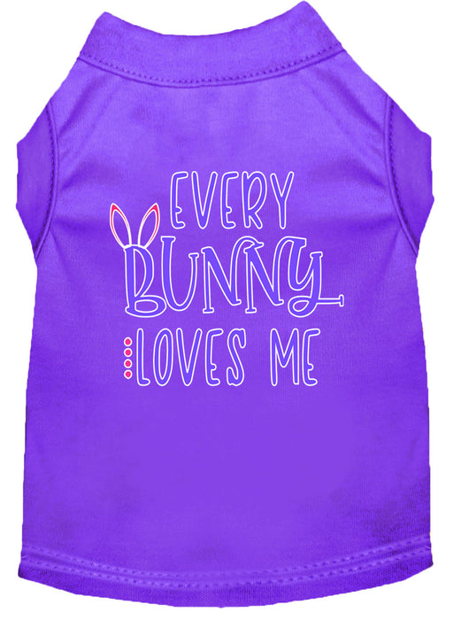 Every Bunny Loves me Screen Print Dog Shirt Purple XS (8)