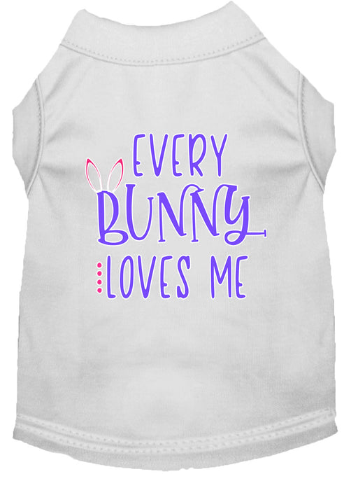 Every Bunny Loves me Screen Print Dog Shirt White XS (8)