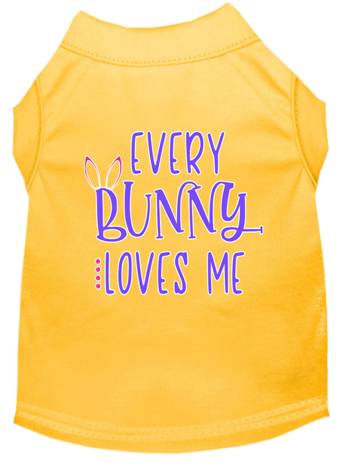 Every Bunny Loves me Screen Print Dog Shirt Yellow XS (8)