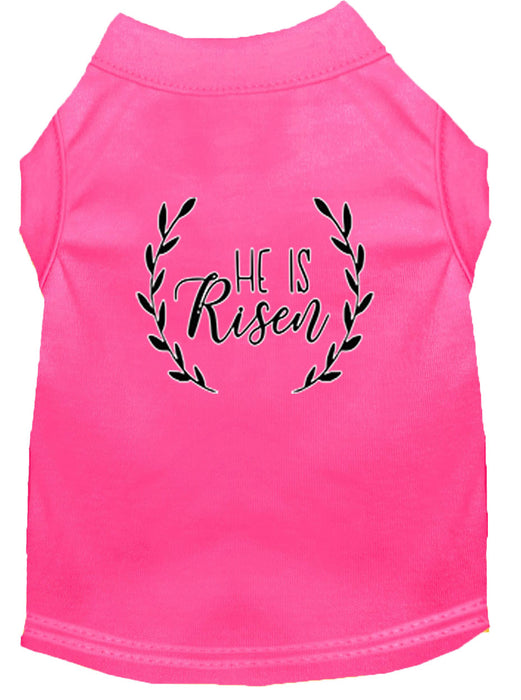 He Is Risen Screen Print Dog Shirt Bright Pink Med (12)