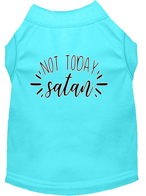 Not Today Satan Screen Print Dog Shirt Aqua Sm (10)