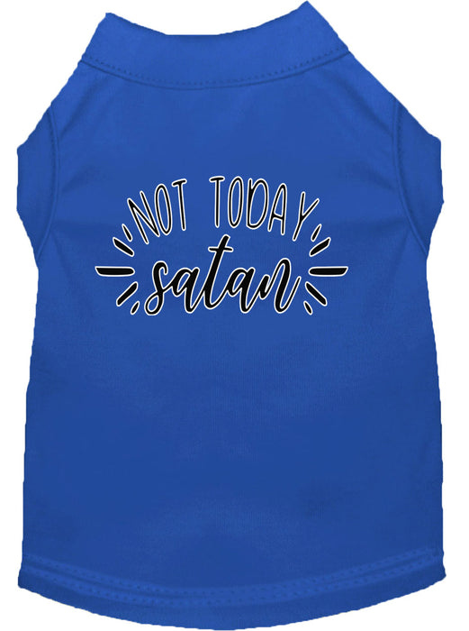 Not Today Satan Screen Print Dog Shirt Blue Lg (14)