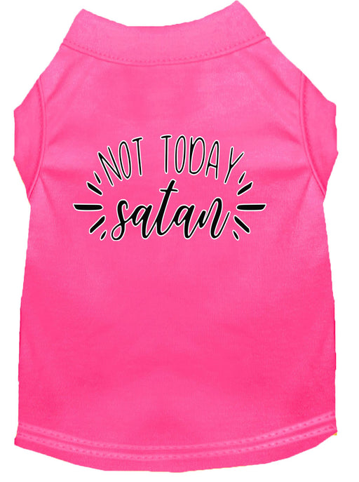 Not Today Satan Screen Print Dog Shirt Bright Pink Sm (10)