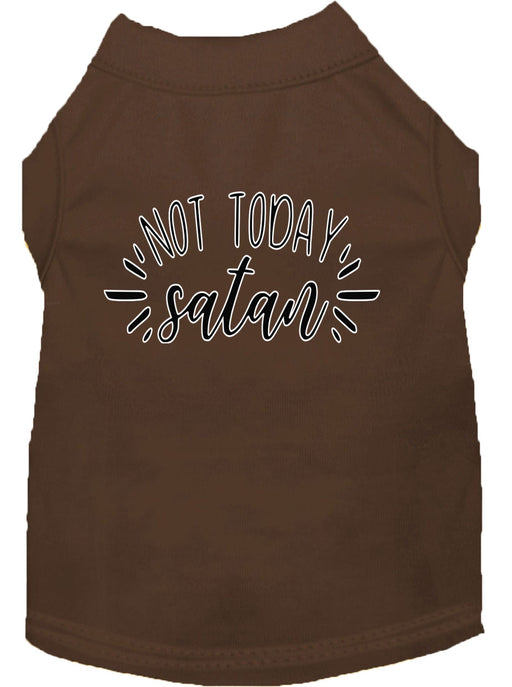 Not Today Satan Screen Print Dog Shirt Brown XS (8)