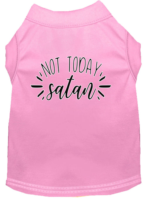 Not Today Satan Screen Print Dog Shirt Light Pink Med (12)