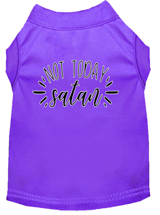 Not Today Satan Screen Print Dog Shirt Purple XS (8)
