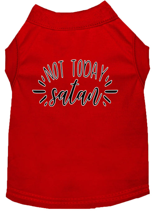 Not Today Satan Screen Print Dog Shirt Red XS (8)