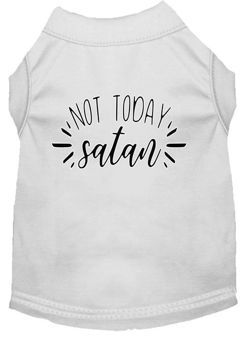 Not Today Satan Screen Print Dog Shirt White Lg (14)