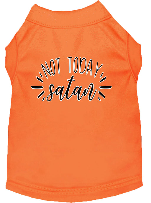 Not Today Satan Screen Print Dog Shirt Orange Sm (10)