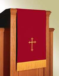 Scarf-Pulpit/Lectern-Pavillion-Reversible-Red/White/Latin Cross (11669)