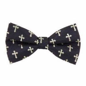 Bow Tie-Black w/Cream Crosses (100% Polyester)