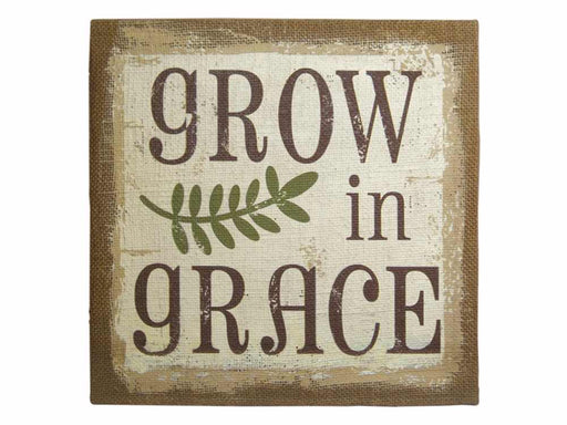 Wall Decor-Stretched Canvas-Grow In Grace-Burlap (12 x 12)