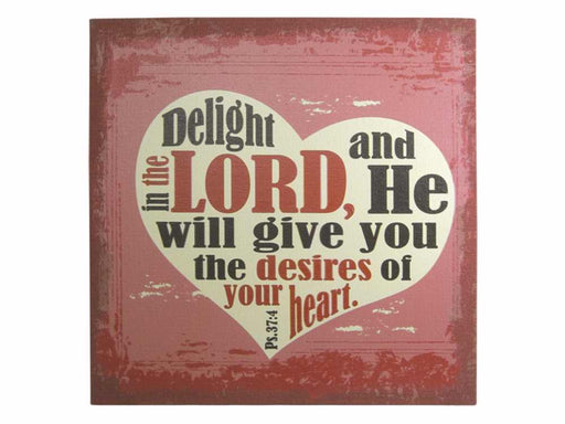 Wall Decor-Stretched Canvas-Delight In The Lord-Linen (12 x 12)