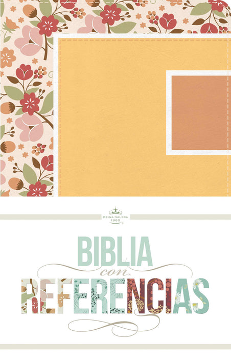 Span-RVR 1960 Four Seasons Bible w/References-Flowers w/Peach & Apricot LeatherTouch