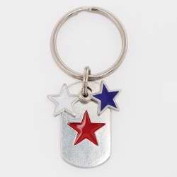 Key Chain-Red, White, & Blue Tag And Stars-Pewter