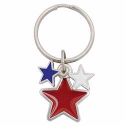Key Chain-Red, White, & Blue Stars-Pewter