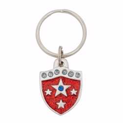 Key Chain-Red Shield w/Stars-Pewter