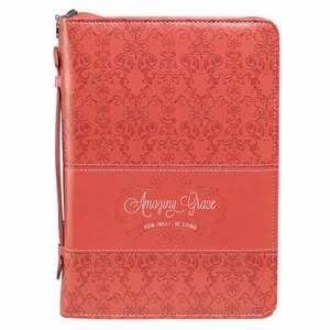 Bible Cover-Fashion/Amazing Grace-Large-Coral