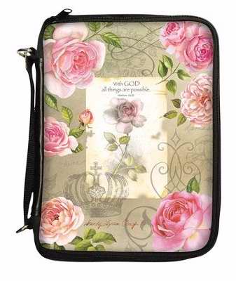 Bible Cover-With God/Roses-Medium