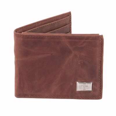 Wallet-Genuine Leather w/Cross-BiFold-Brown