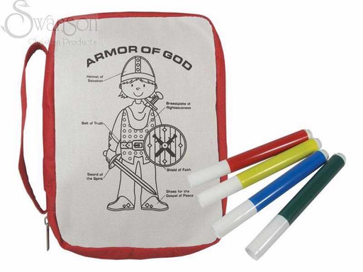 Bible Cover-Kids-Armor Of God w/Markers-Color & Wash-Medium-Red