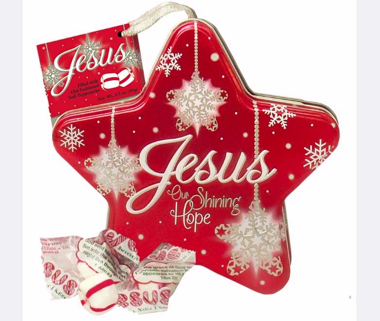 Candy-Jesus Our Shining Hope-Soft Peppermint In Red Star Tin