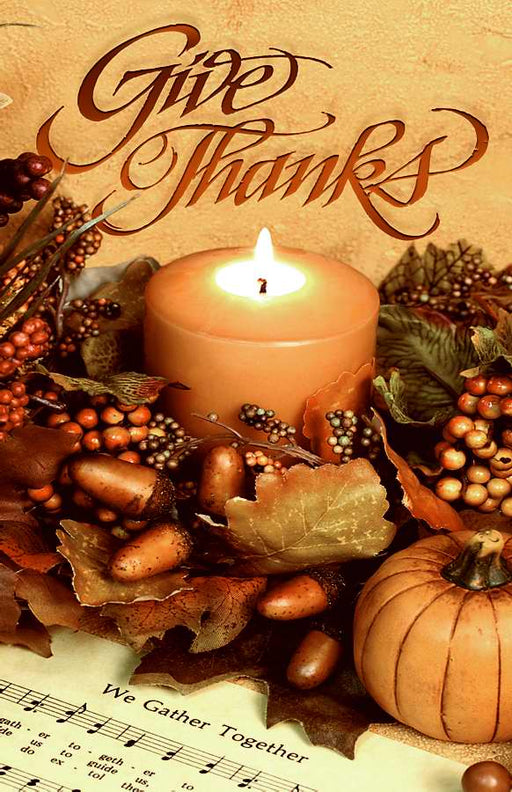 Bulletin-Give Thanks/Candle-Legal Size (Pack of 100) (Pkg-100)