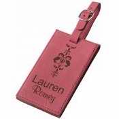 Engravable Luggage Tag-Red Faux Leather