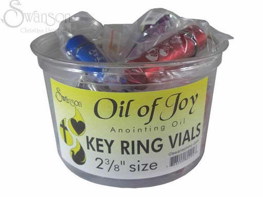 Display-Anointing Oil-Oil Of Joy-Key Chain-2 3/8 Inch-Asstd Colors (Empty) (Pack of 12)  (Pkg-12)