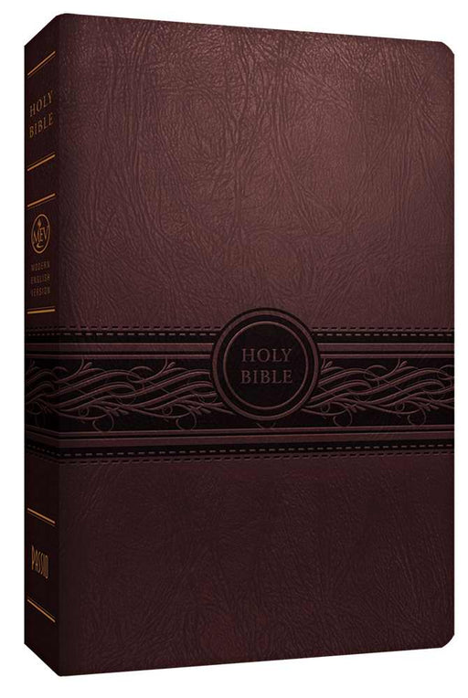 MEV Personal Size Large Print Bible-Cherry Brown LeatherLike