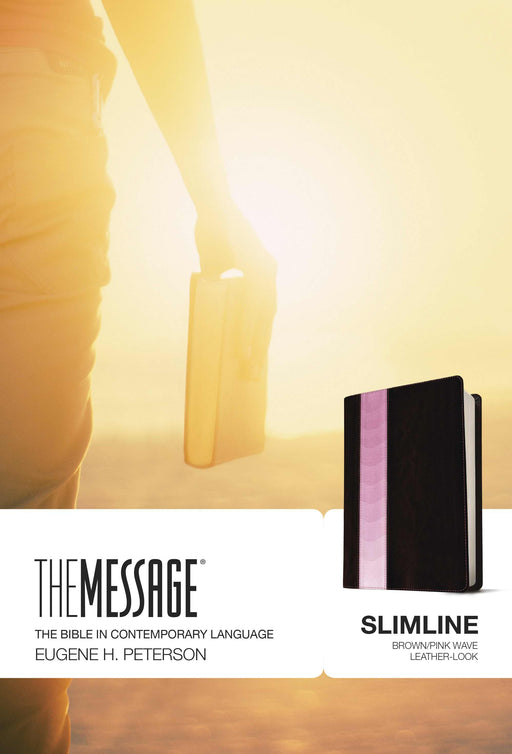 Message Slimline Bible-Brown/Pink Wave LeatherLook