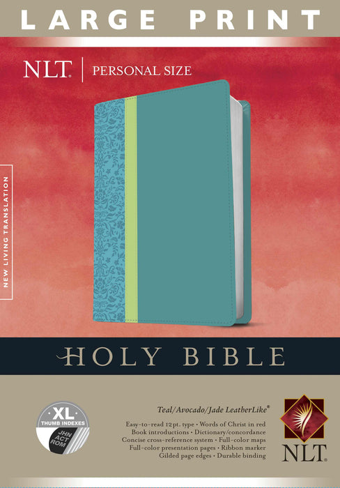 NLT2 Personal Size Large Print Bible-Teal Avocado/Jade TuTone Indexed