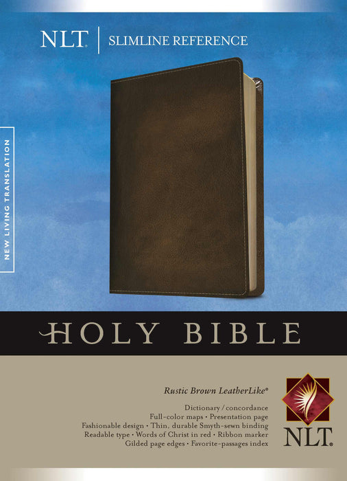 NLT2 Slimline Reference Bible-Rustic Brown LeatherLike
