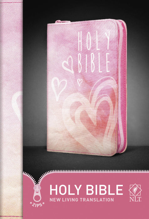 NLT2 Zips Bible-Shimmery Canvas w/Pink Zipper