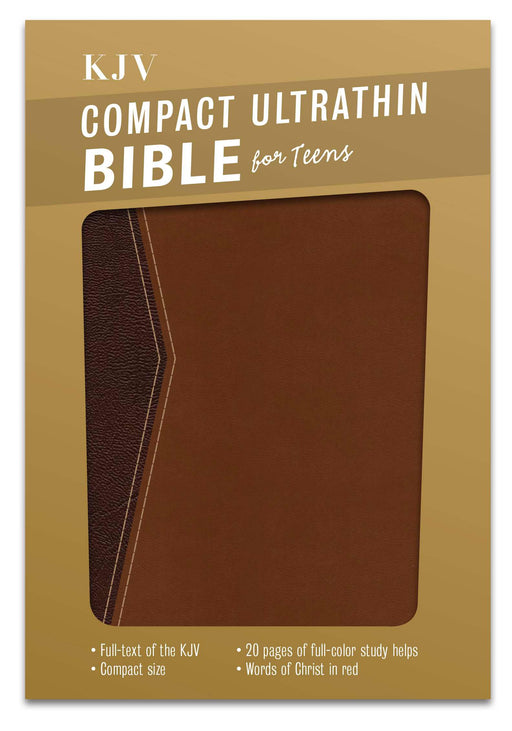 KJV Compact UltraThin Bible For Teens-Walnut LeatherTouch