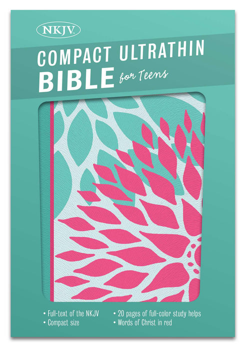 NKJV Compact UltraThin Bible For Teens-Green Blossom LeatherTouch