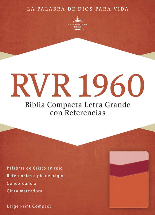 Span-RVR 1960 Large Print Compact Reference Bible-Mango/Strawberry/Peach LeatherTouch