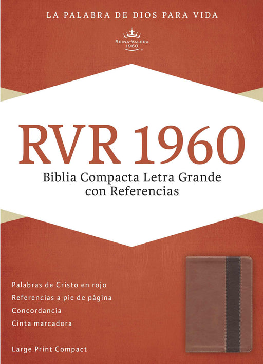 Span-RVR 1960 Large Print Compact Reference Bible-Copper/Deep Brown LeatherTouch
