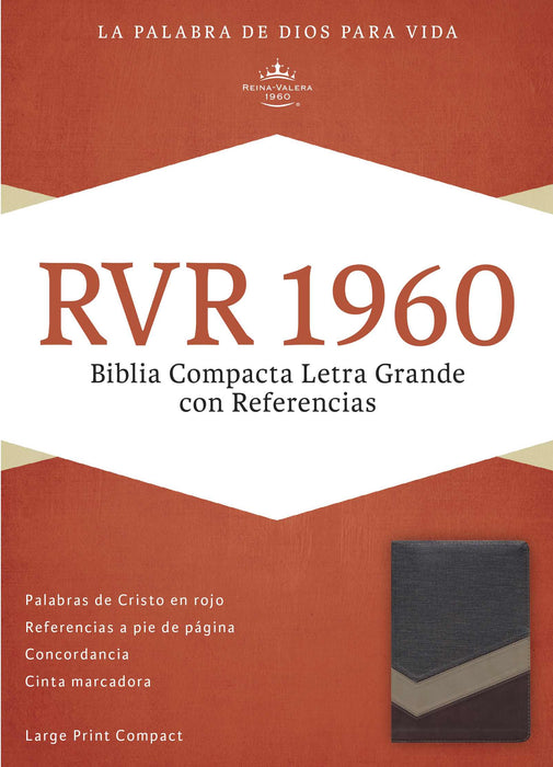Span-RVR 1960 Large Print Compact Reference Bible-Brown/Dark Brown/Tan LeatherTouch