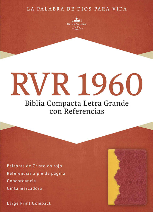 Span-RVR 1960 Large Print Compact Reference Bible-Amber/Red Brick LeatherTouch